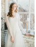Two Piece Long Sleeve Ivory Lace Tulle Wedding Dress